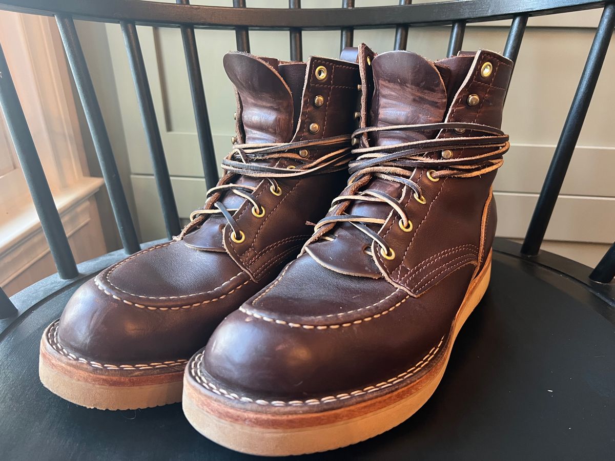 Photo by goblutes on October 21, 2023 of the Nicks Moc Toe in Horween Brown Chromexcel.