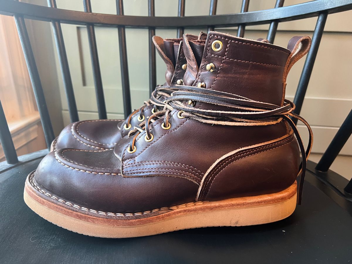 Photo by goblutes on October 21, 2023 of the Nicks Moc Toe in Horween Brown Chromexcel.