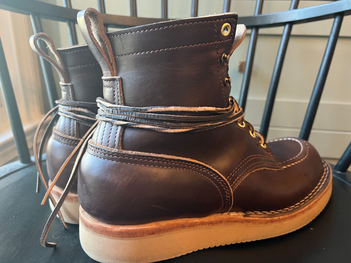 Photo by goblutes on October 21, 2023 of the Nicks Moc Toe in Horween Brown Chromexcel.