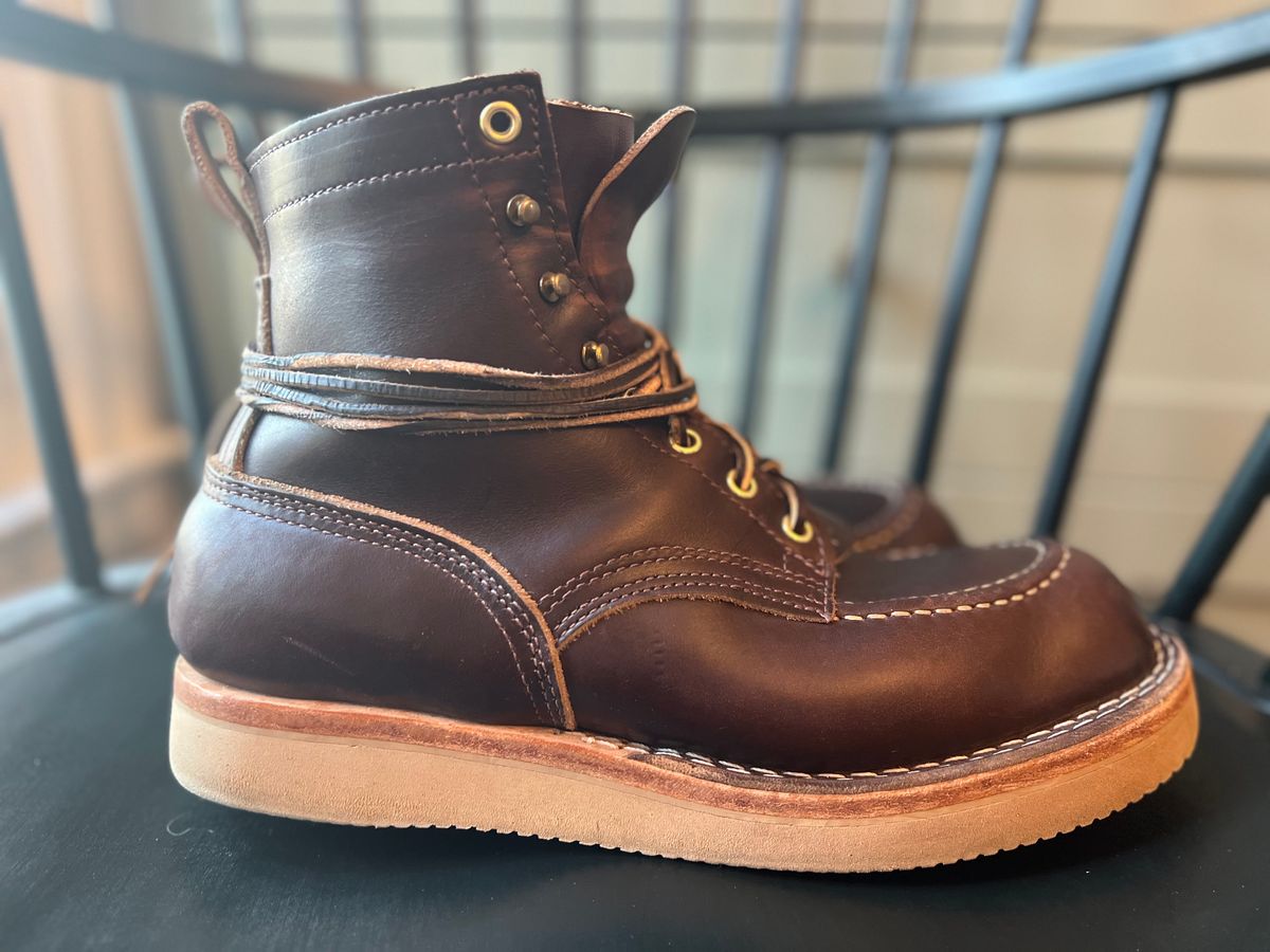 Photo by goblutes on October 21, 2023 of the Nicks Moc Toe in Horween Brown Chromexcel.