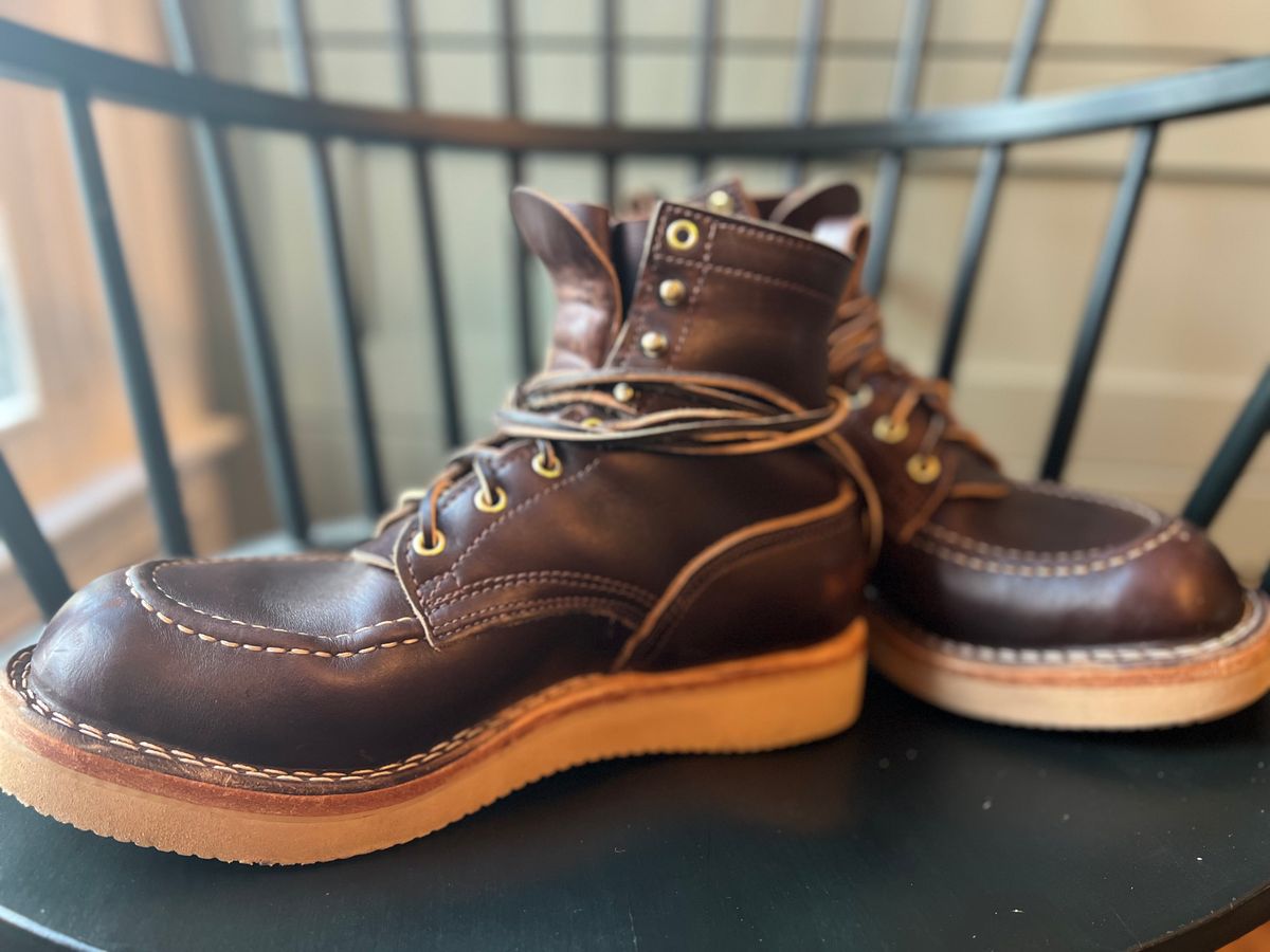 Photo by goblutes on October 21, 2023 of the Nicks Moc Toe in Horween Brown Chromexcel.