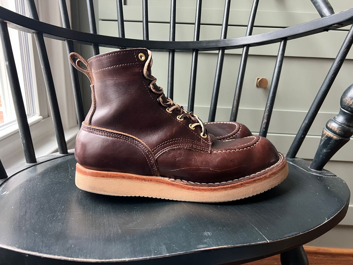 Photo by goblutes on March 10, 2024 of the Nicks Moc Toe in Horween Brown Chromexcel.