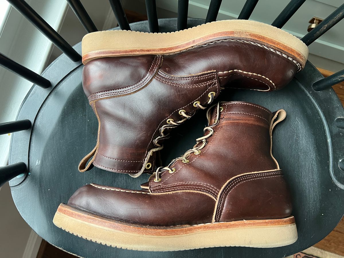 Photo by goblutes on March 10, 2024 of the Nicks Moc Toe in Horween Brown Chromexcel.