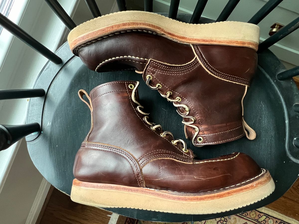 Photo by goblutes on March 10, 2024 of the Nicks Moc Toe in Horween Brown Chromexcel.