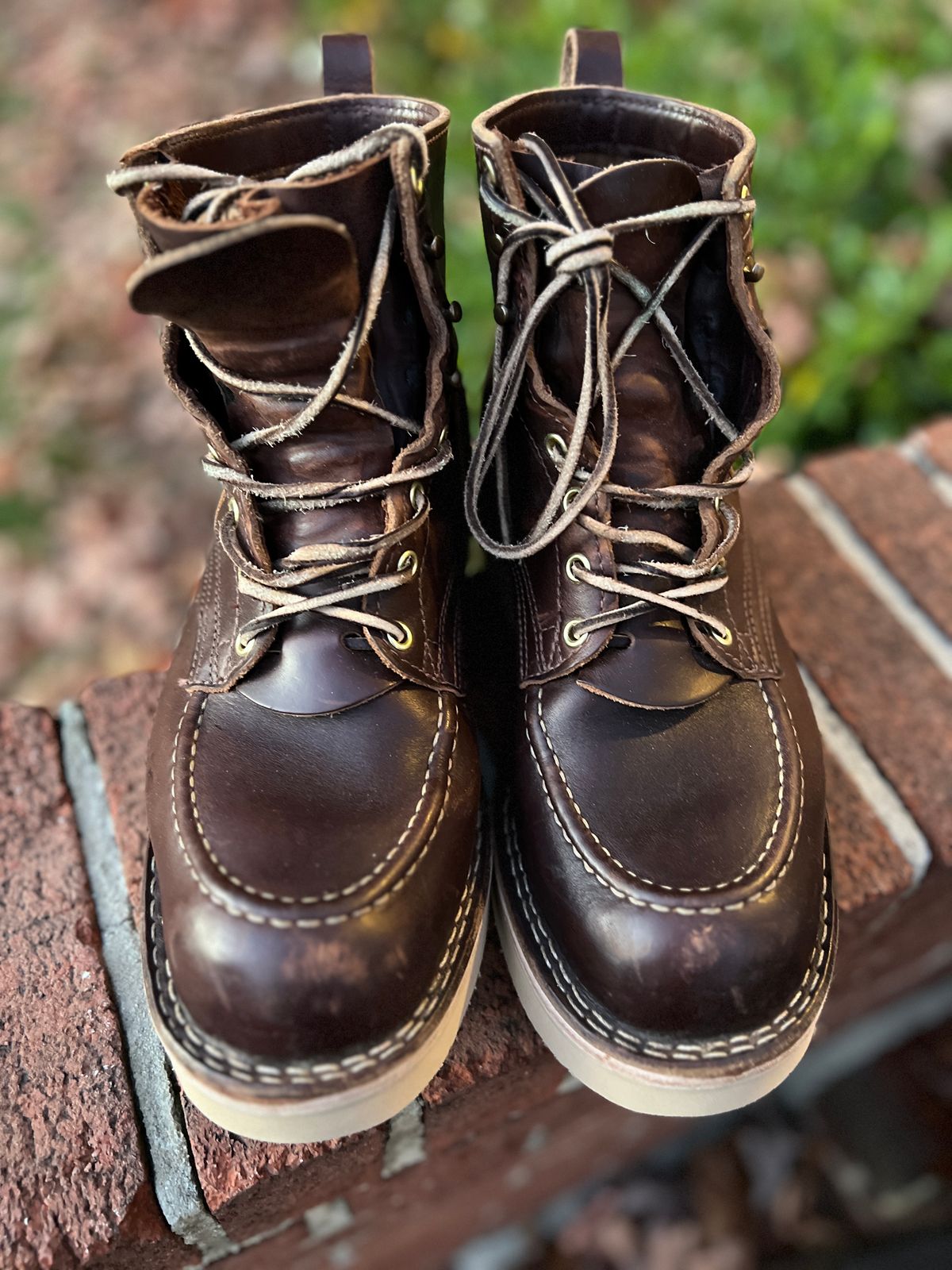 Photo by goblutes on November 2, 2024 of the Nicks Moc Toe in Horween Brown Chromexcel.