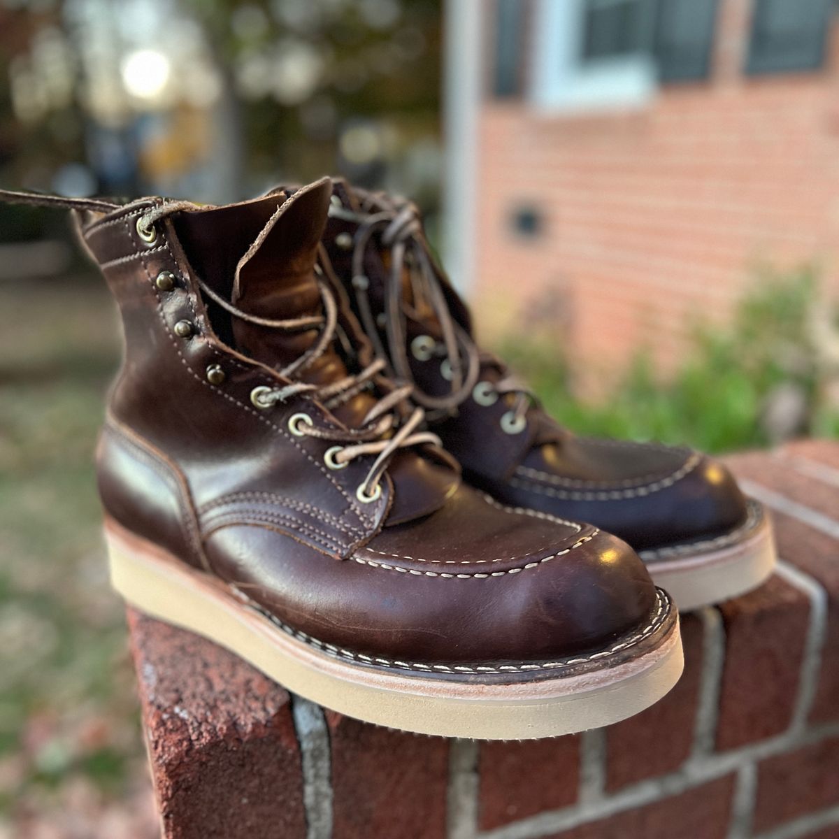 Photo by goblutes on November 2, 2024 of the Nicks Moc Toe in Horween Brown Chromexcel.