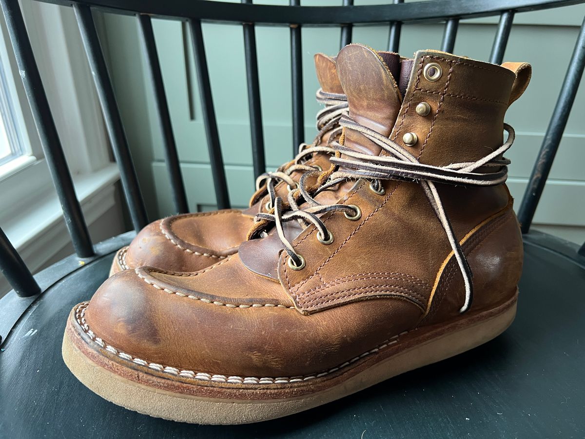 Photo by goblutes on March 2, 2024 of the Nicks Moc Toe in Horween Orange Predator.