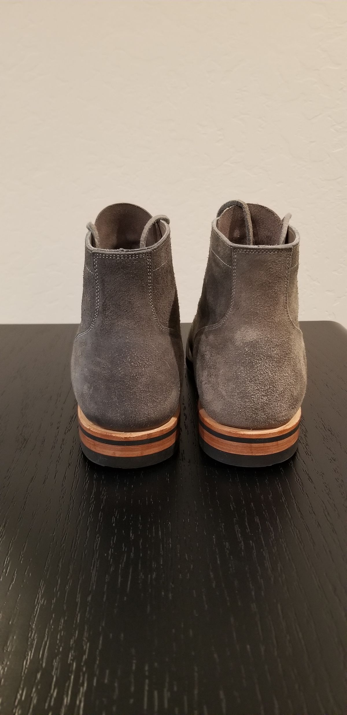 Photo by EzSteve on October 2, 2022 of the Viberg Service Boot in C.F. Stead Anthracite Waxed Roughout.