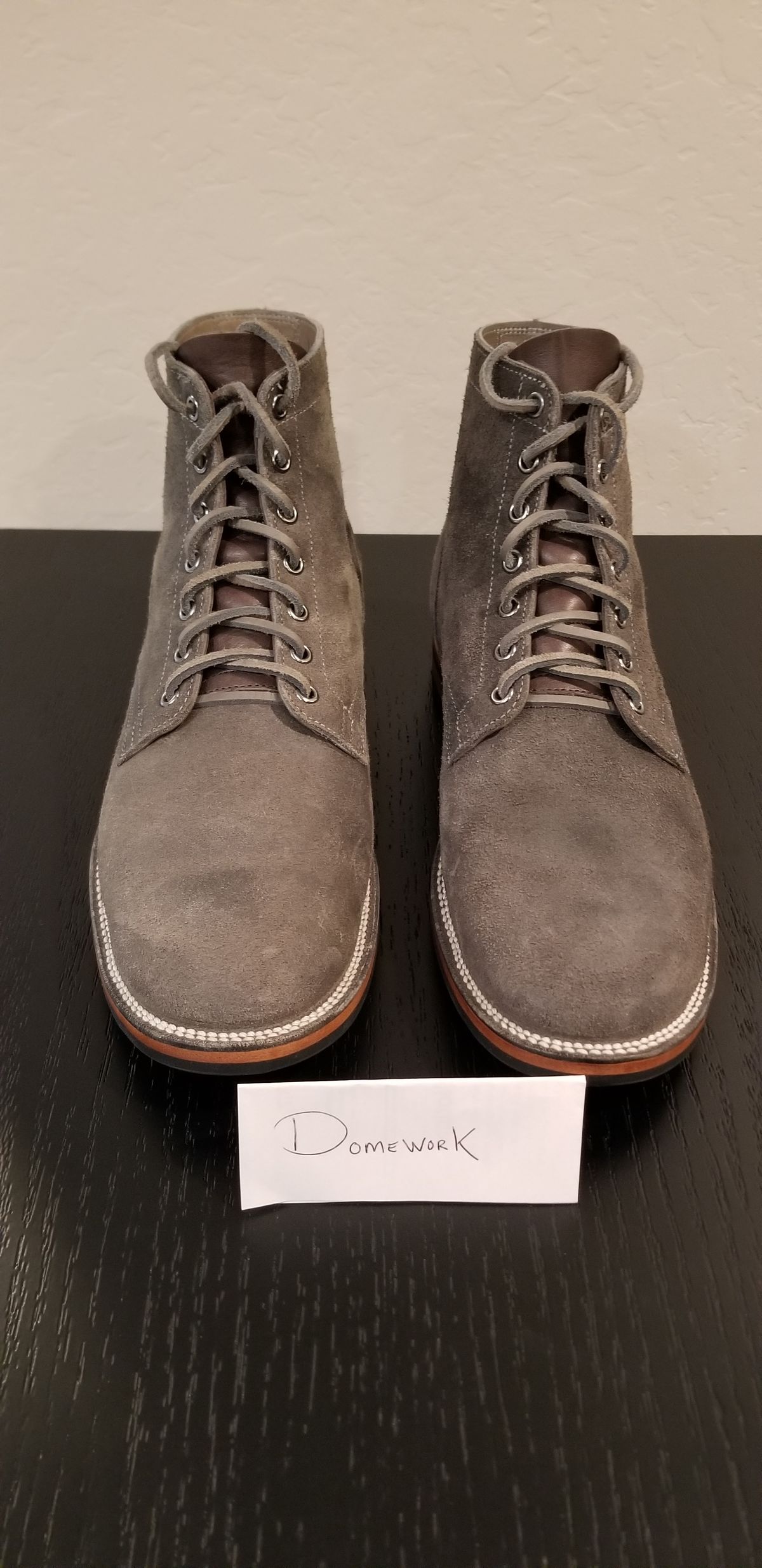 Photo by EzSteve on October 2, 2022 of the Viberg Service Boot in C.F. Stead Anthracite Waxed Roughout.