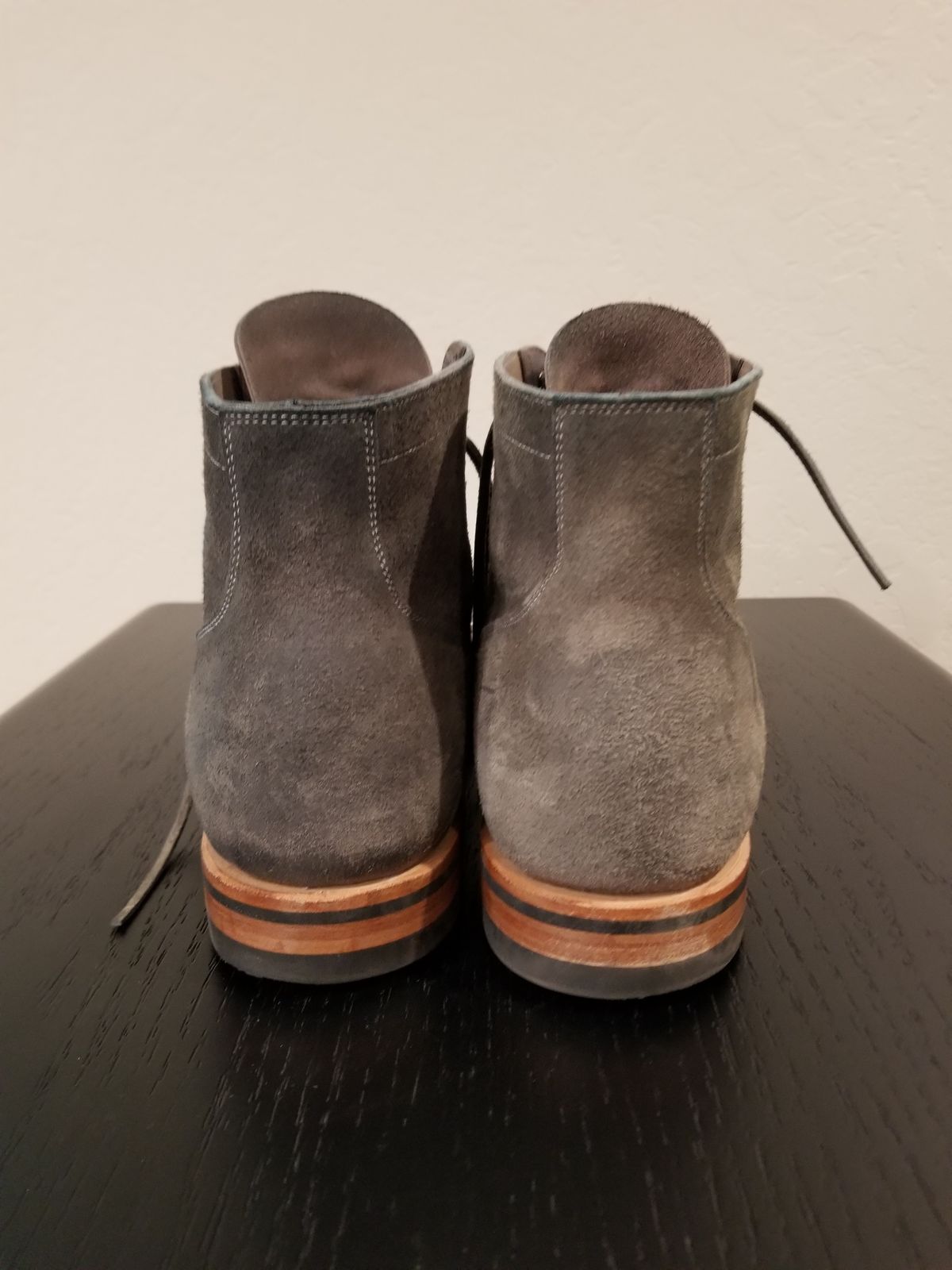 Photo by EzSteve on November 5, 2022 of the Viberg Service Boot in C.F. Stead Anthracite Waxed Roughout.