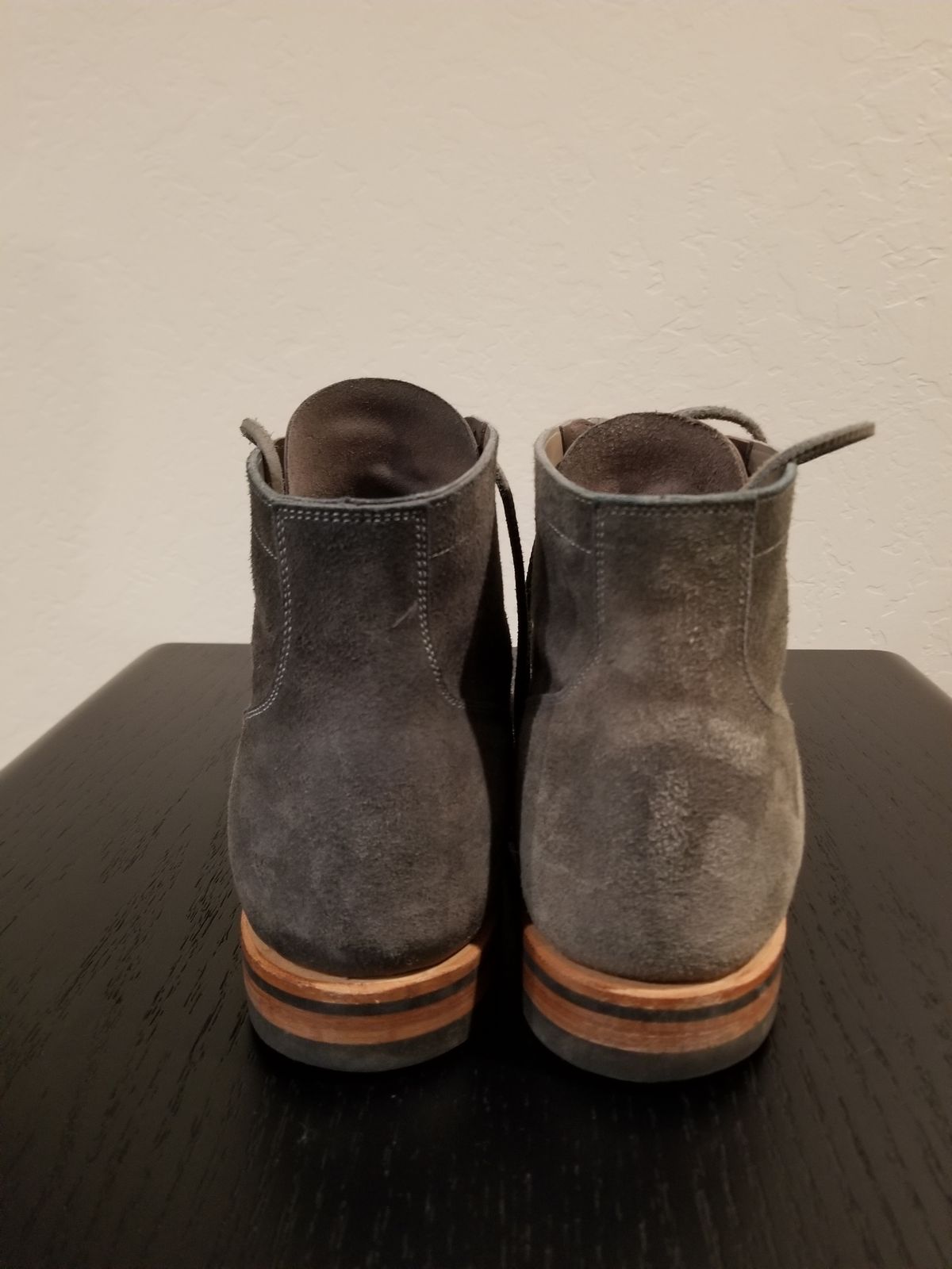 Photo by EzSteve on December 6, 2022 of the Viberg Service Boot in C.F. Stead Anthracite Waxed Roughout.