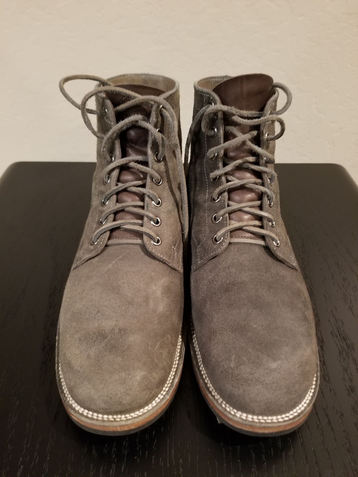 Photo by EzSteve on December 6, 2022 of the Viberg Service Boot in C.F. Stead Anthracite Waxed Roughout.