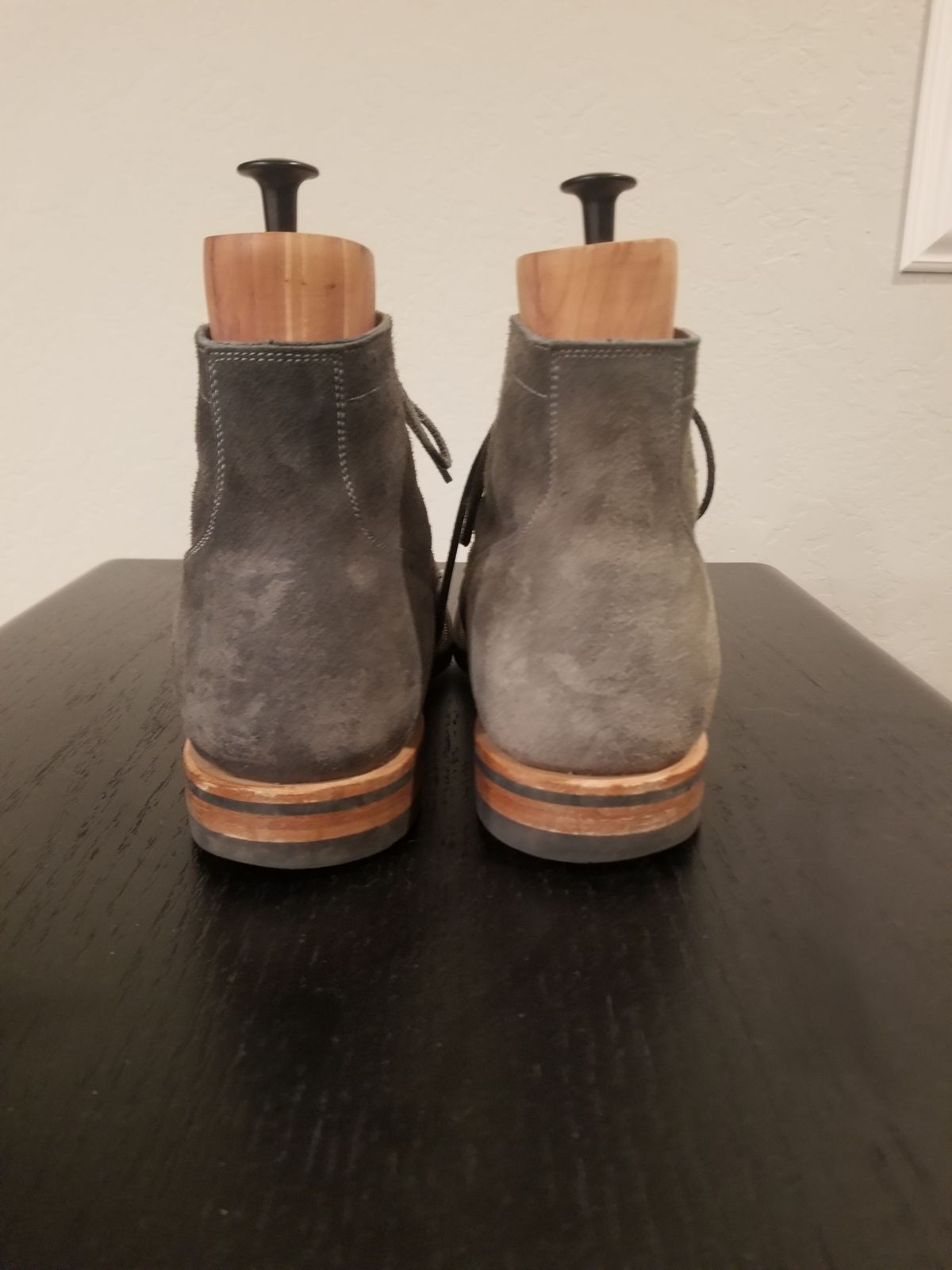 Photo by EzSteve on February 6, 2023 of the Viberg Service Boot in C.F. Stead Anthracite Waxed Roughout.