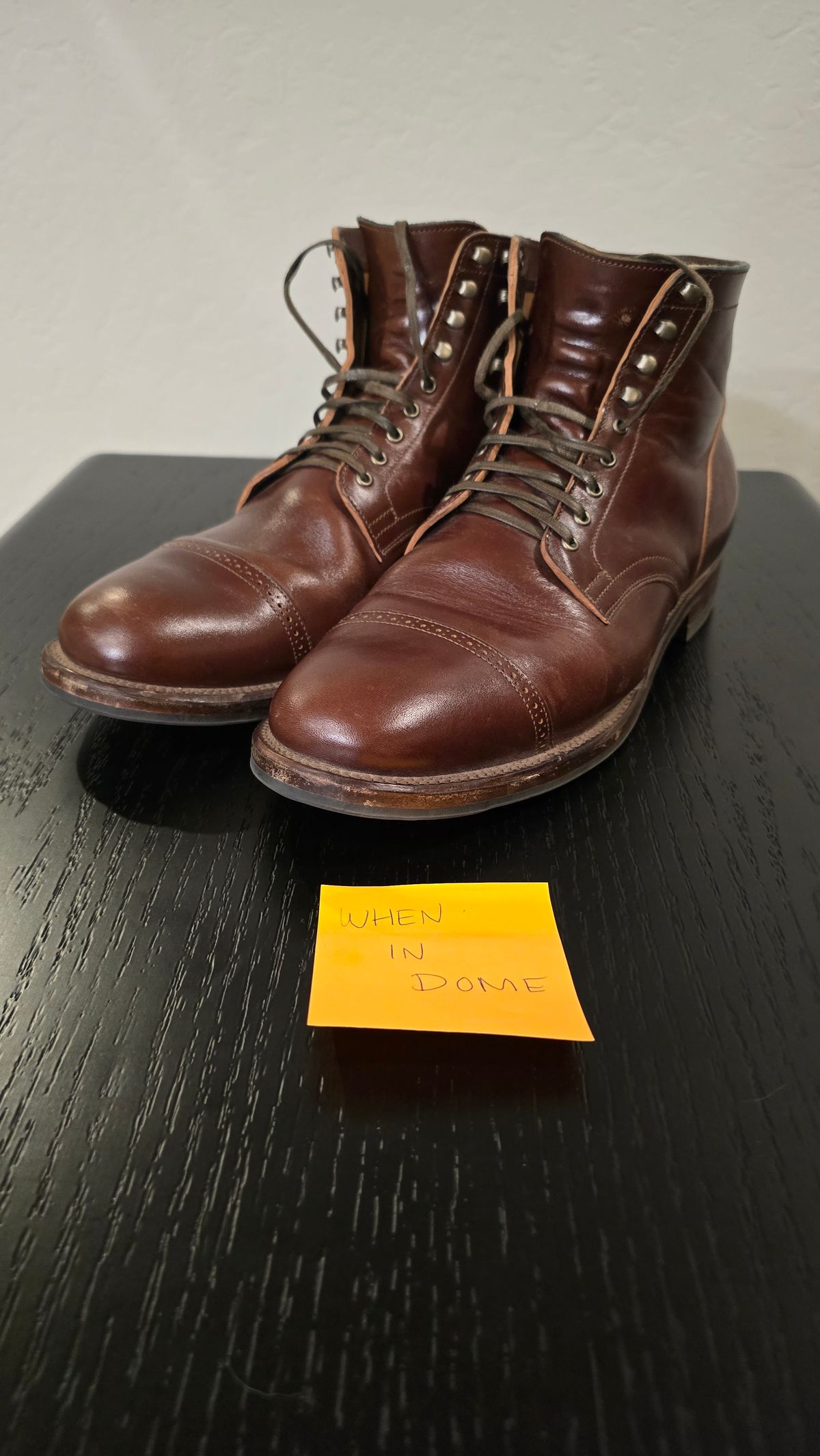 Photo by EzSteve on November 5, 2024 of the Viberg Service Boot BCT in Maryam Marrone Sego Horse Butt.