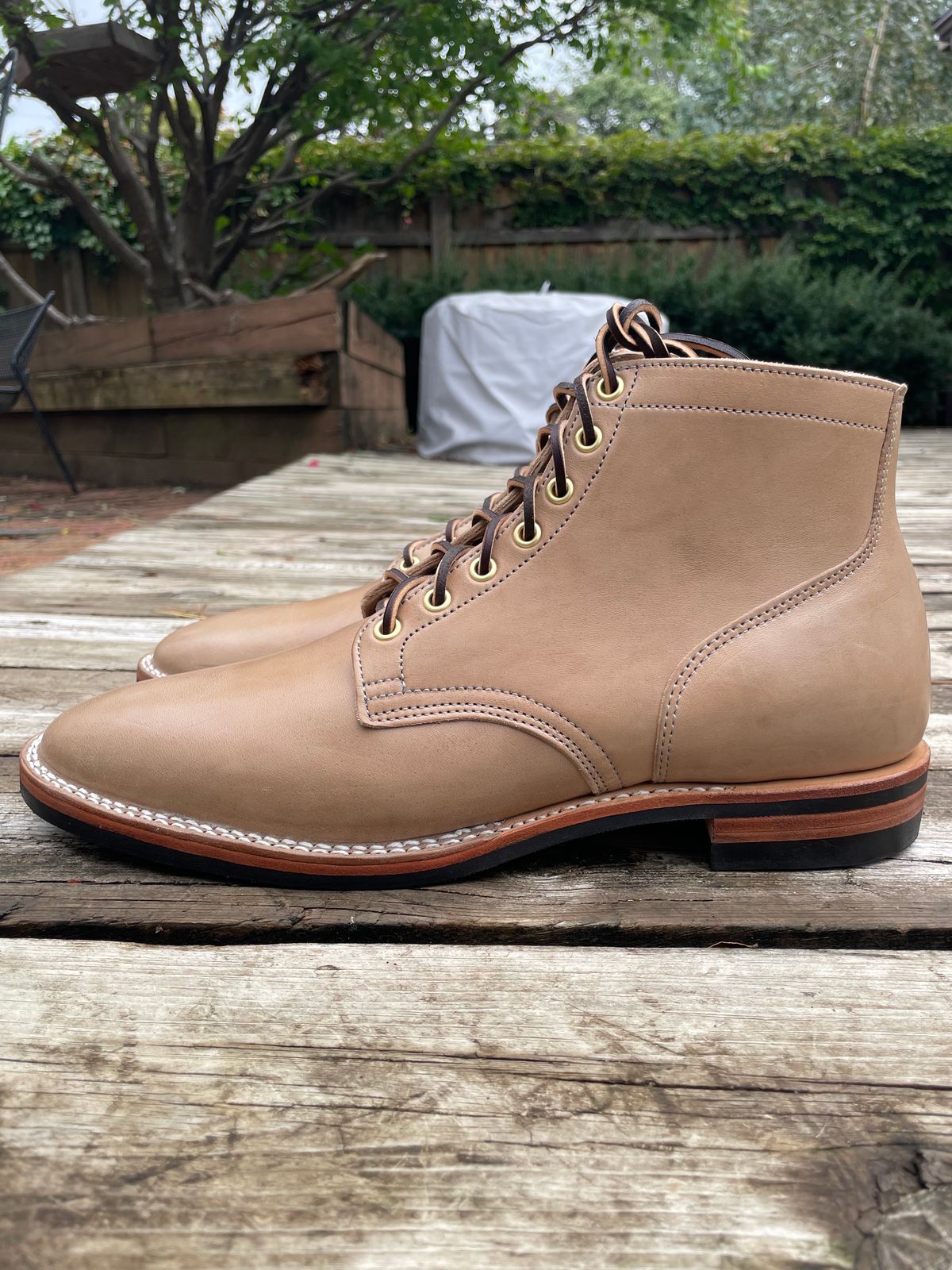 Photo by nareichert on October 4, 2023 of the Viberg Service Boot in Maryam Fango Horsebutt.