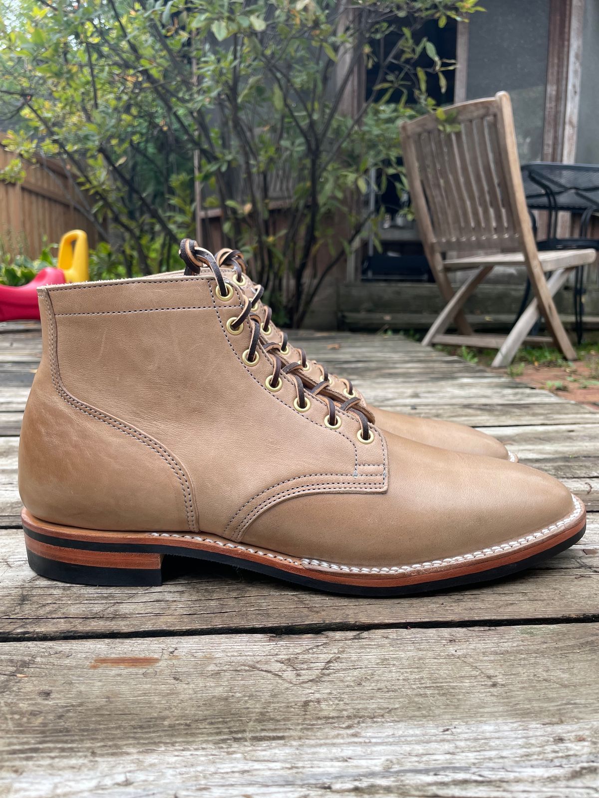 Photo by nareichert on October 4, 2023 of the Viberg Service Boot in Maryam Fango Horsebutt.