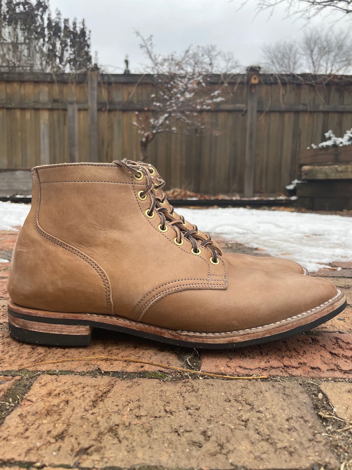 Photo by nareichert on December 6, 2023 of the Viberg Service Boot in Maryam Fango Horsebutt.