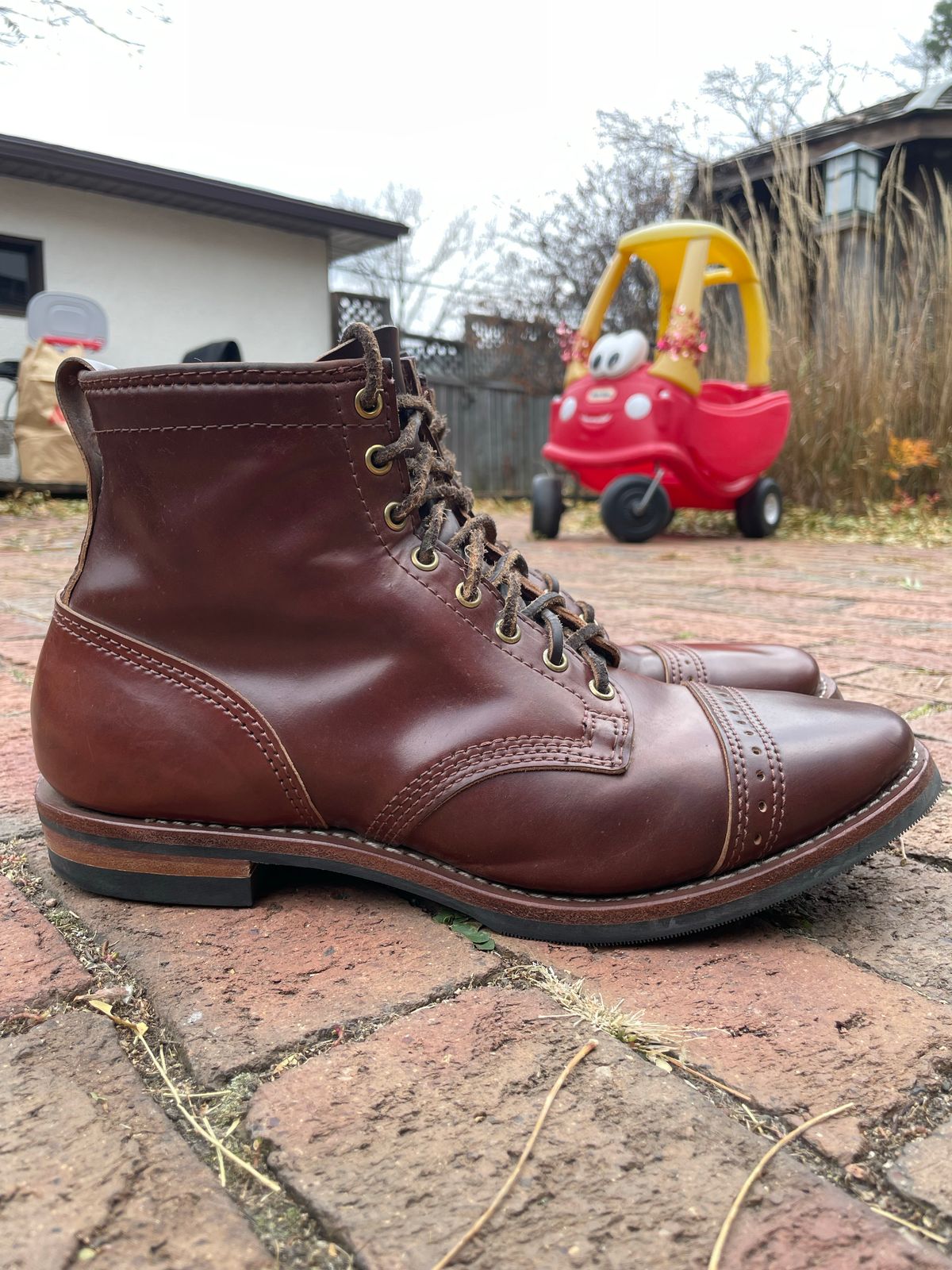 Photo by nareichert on November 3, 2022 of the Wesco Hendrik in Horween Color 4 Shell Cordovan.