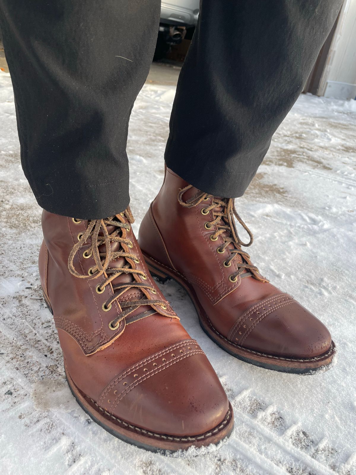 Photo by nareichert on December 4, 2022 of the Wesco Hendrik in Horween Color 4 Shell Cordovan.