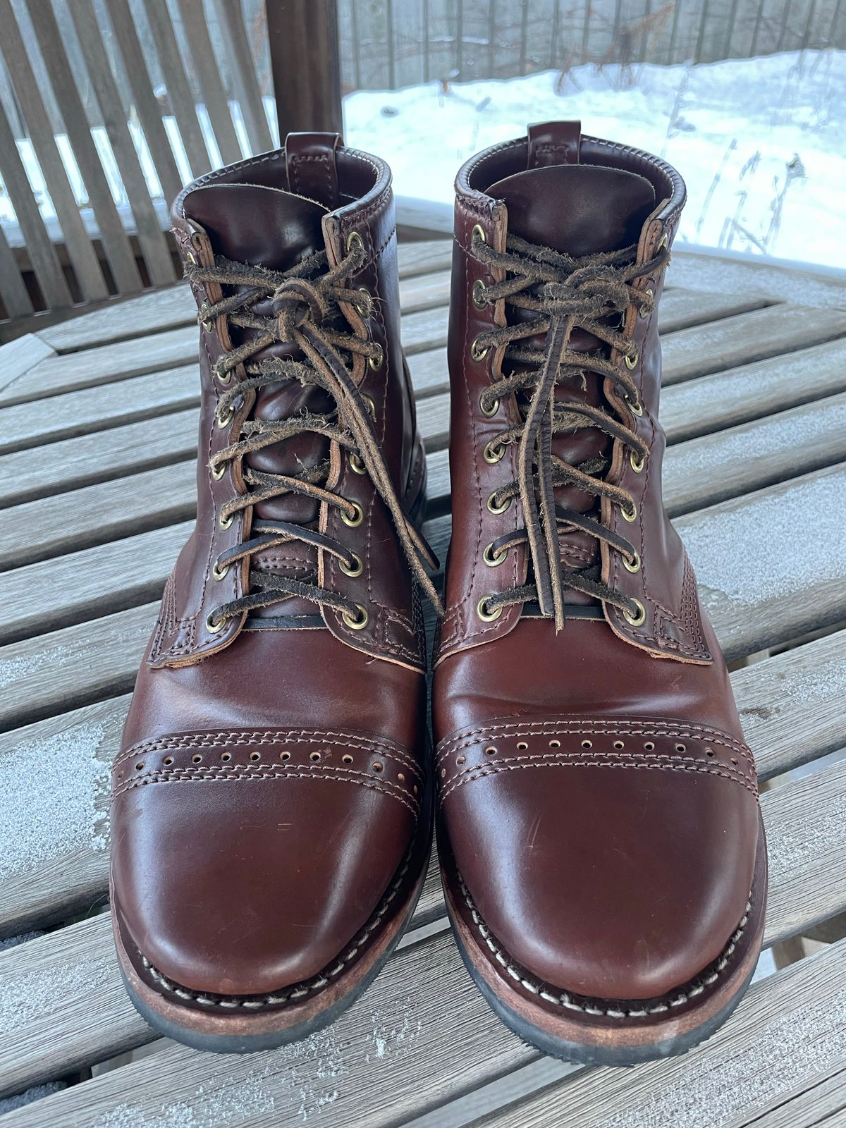 Photo by nareichert on December 4, 2022 of the Wesco Hendrik in Horween Color 4 Shell Cordovan.