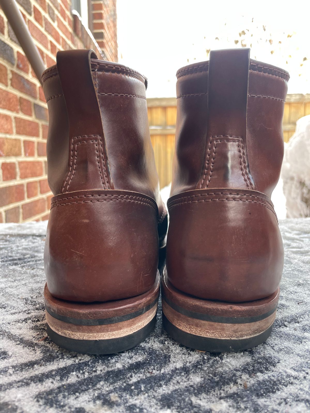 Photo by nareichert on January 5, 2023 of the Wesco Hendrik in Horween Color 4 Shell Cordovan.
