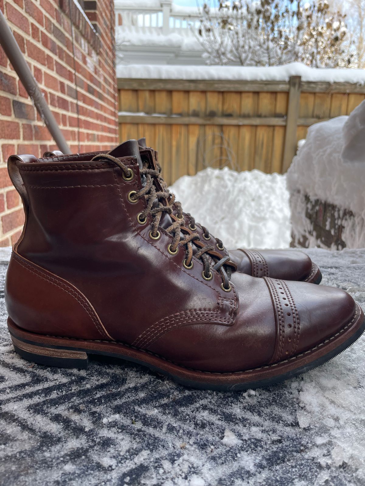 Photo by nareichert on January 5, 2023 of the Wesco Hendrik in Horween Color 4 Shell Cordovan.