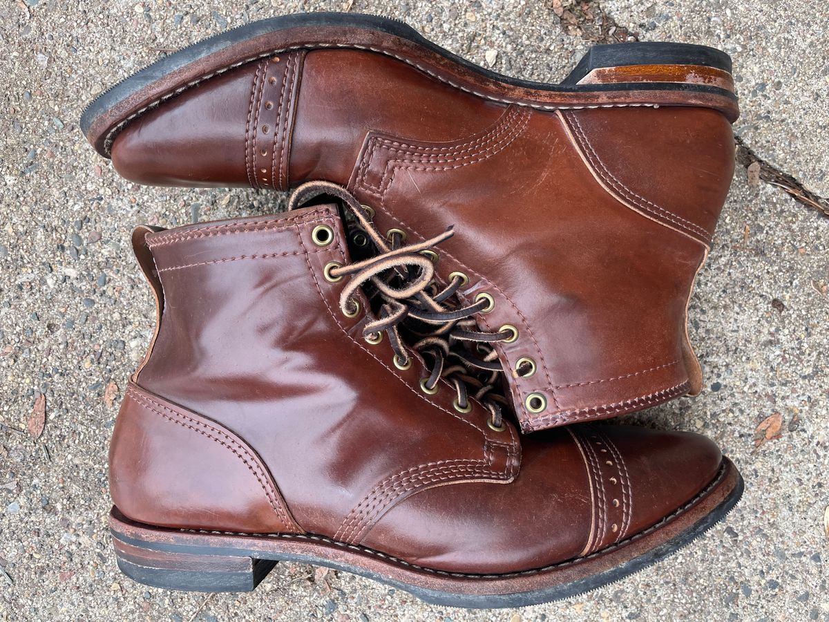 Photo by nareichert on March 4, 2023 of the Wesco Hendrik in Horween Color 4 Shell Cordovan.