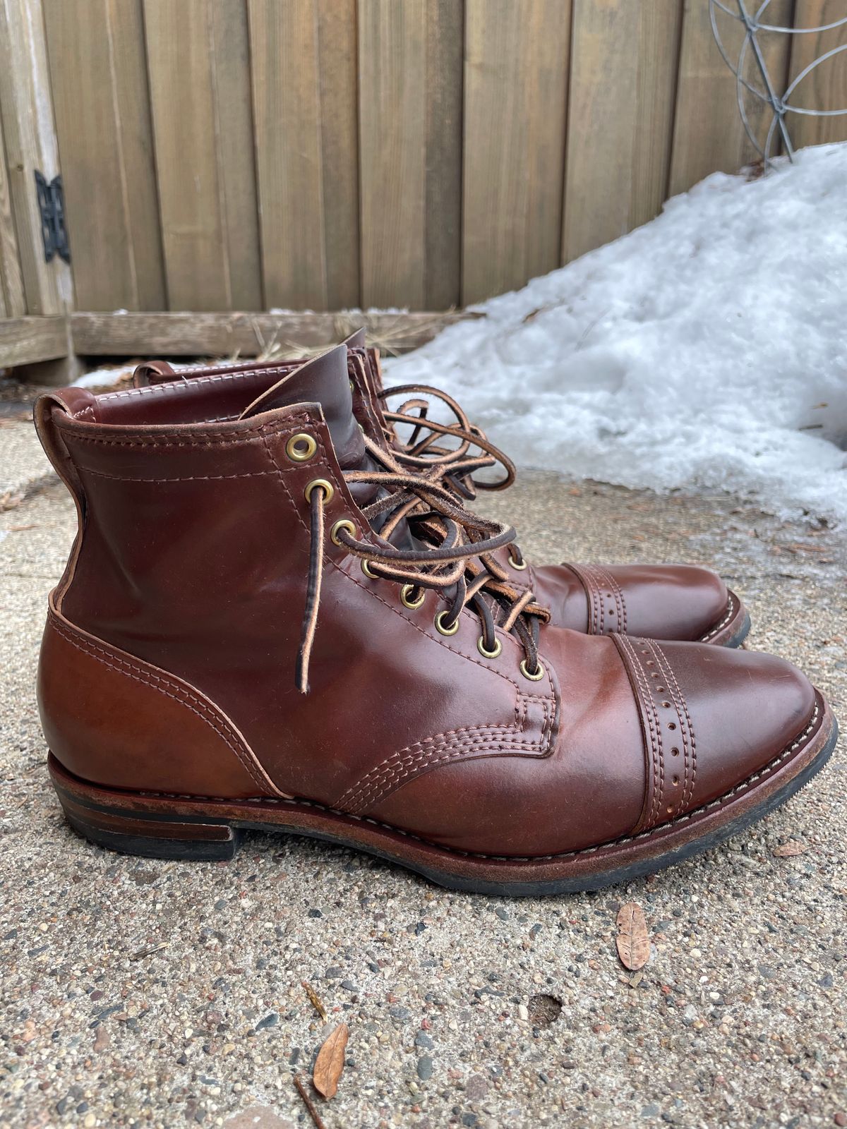 Photo by nareichert on March 4, 2023 of the Wesco Hendrik in Horween Color 4 Shell Cordovan.