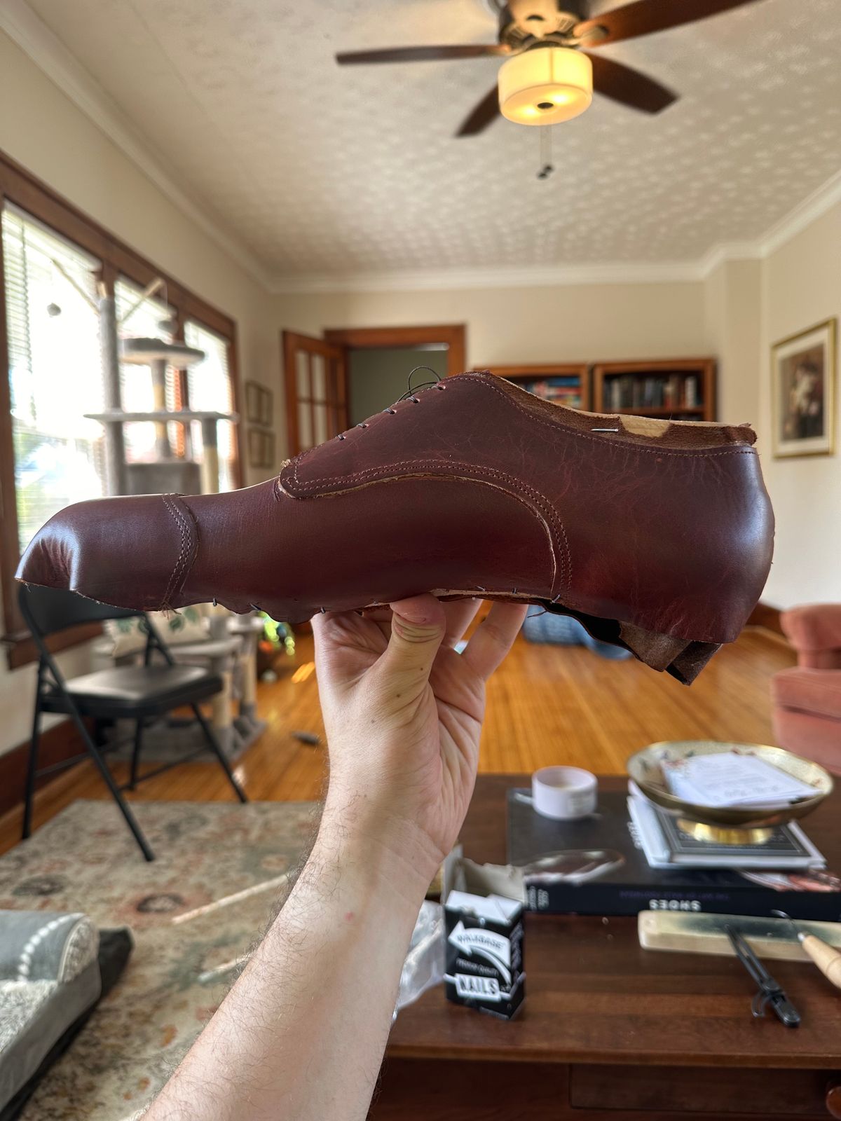 Photo by HaargusMcFargus on August 27, 2024 of the Harrison Elliott Footwear Custom Model in Acadia Leather - America - Red.