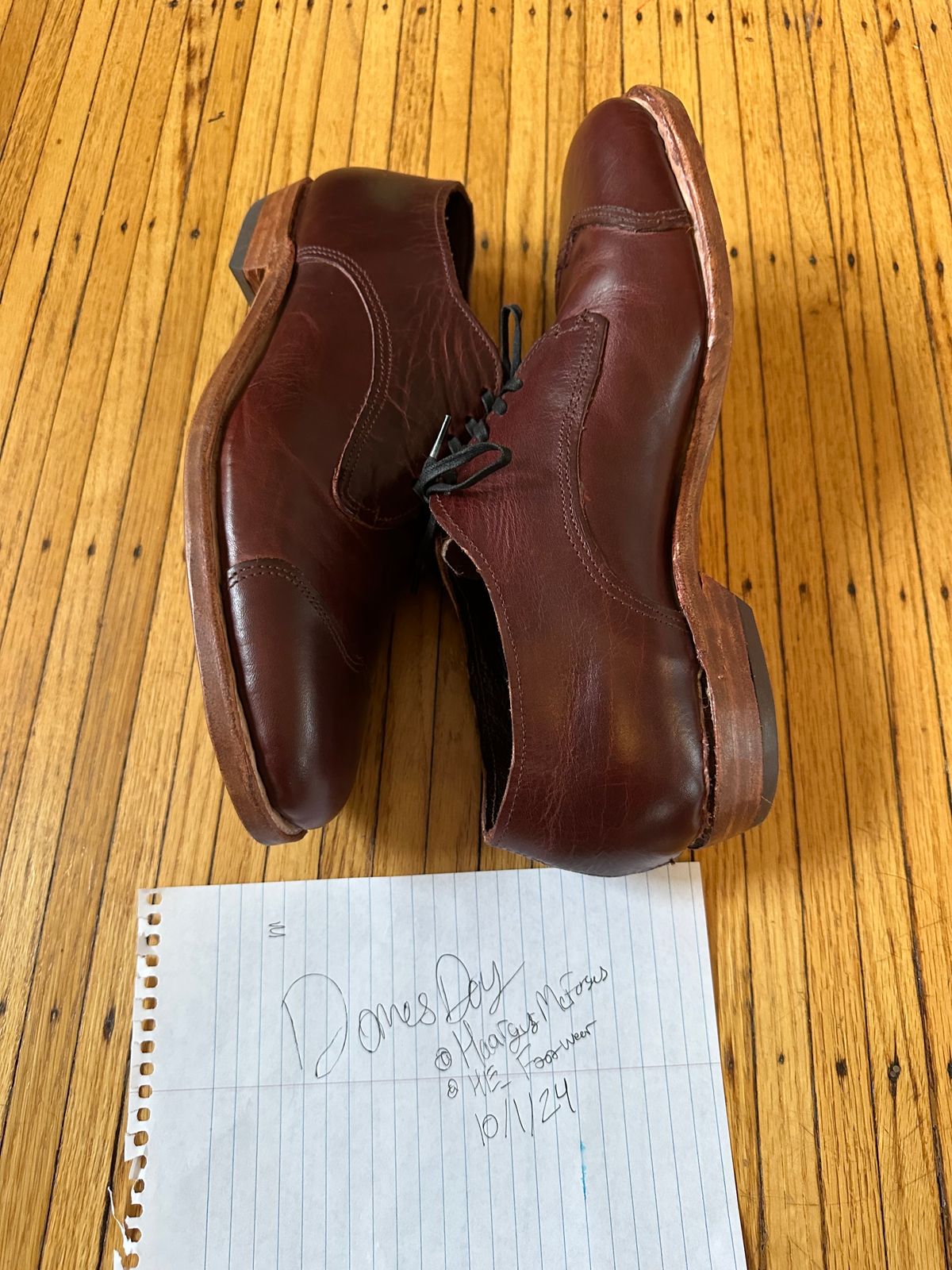 Photo by HaargusMcFargus on October 1, 2024 of the Harrison Elliott Footwear Custom Model in Acadia Leather - America - Red.