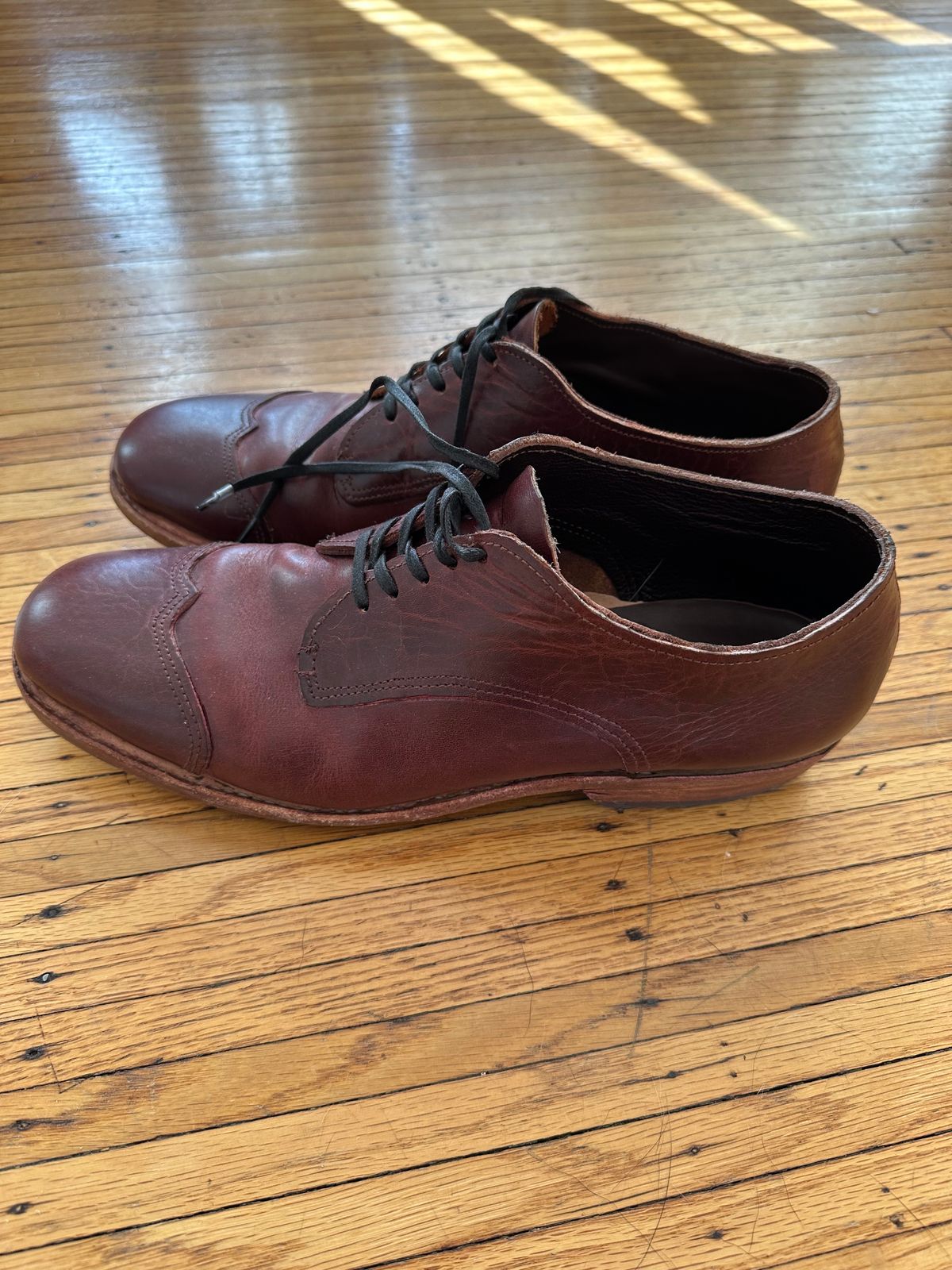 Photo by HaargusMcFargus on November 5, 2024 of the Harrison Elliott Footwear Custom Model in Acadia Leather - America - Red.