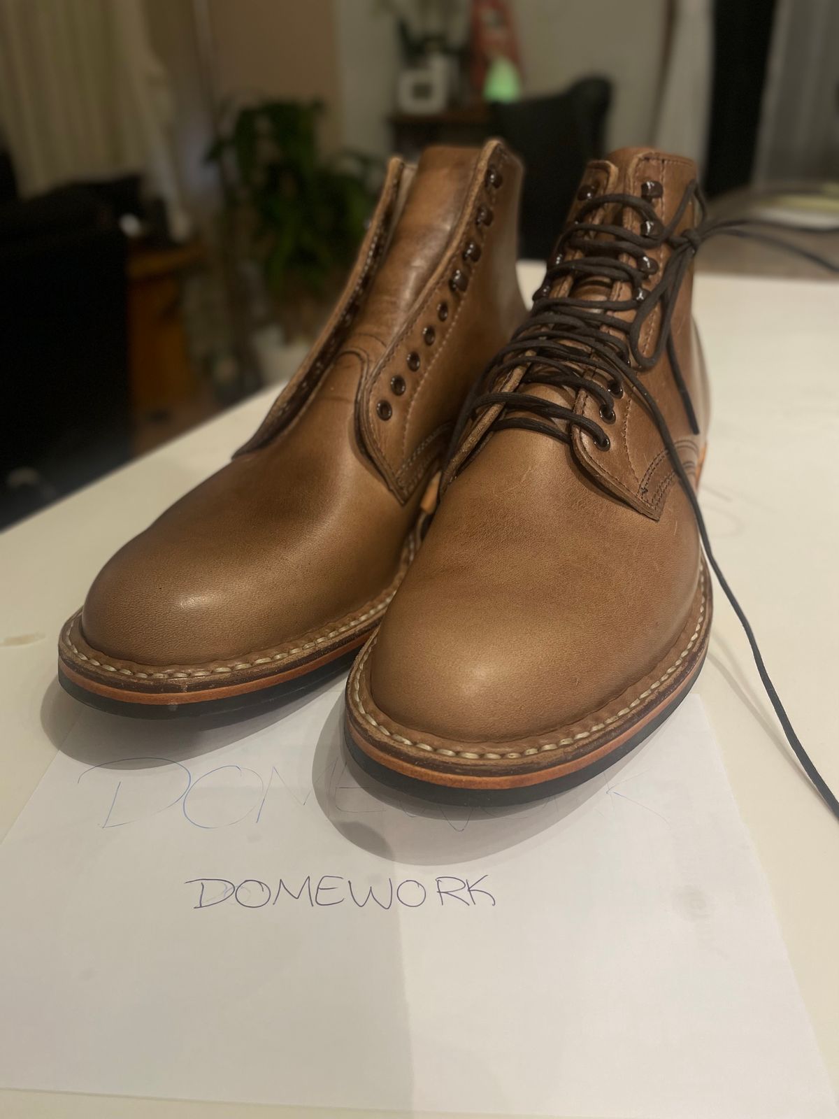 Photo by Ageless on October 1, 2022 of the White's Stevens (Plain Toe) in Horween Natural Chromexcel.