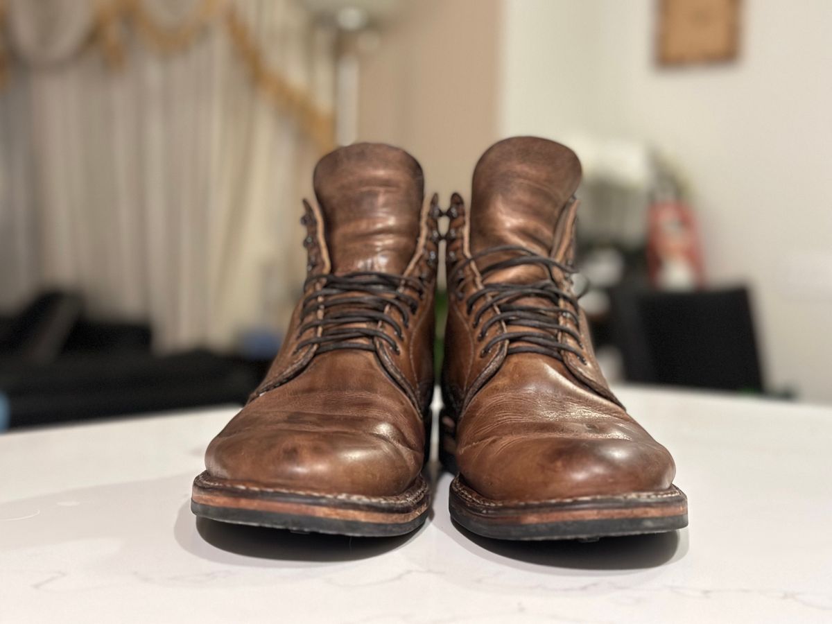 Photo by Ageless on December 4, 2022 of the White's Stevens (Plain Toe) in Horween Natural Chromexcel.