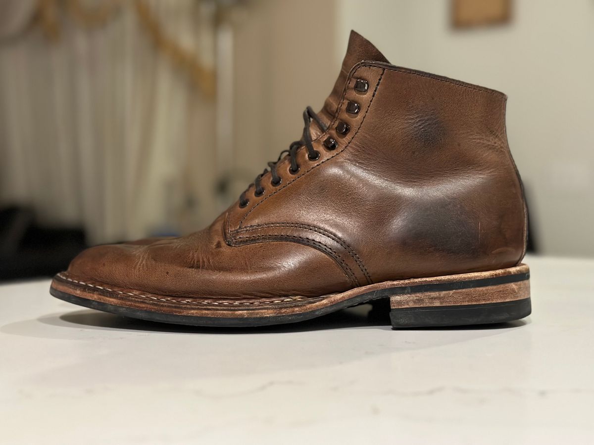 Photo by Ageless on December 4, 2022 of the White's Stevens (Plain Toe) in Horween Natural Chromexcel.