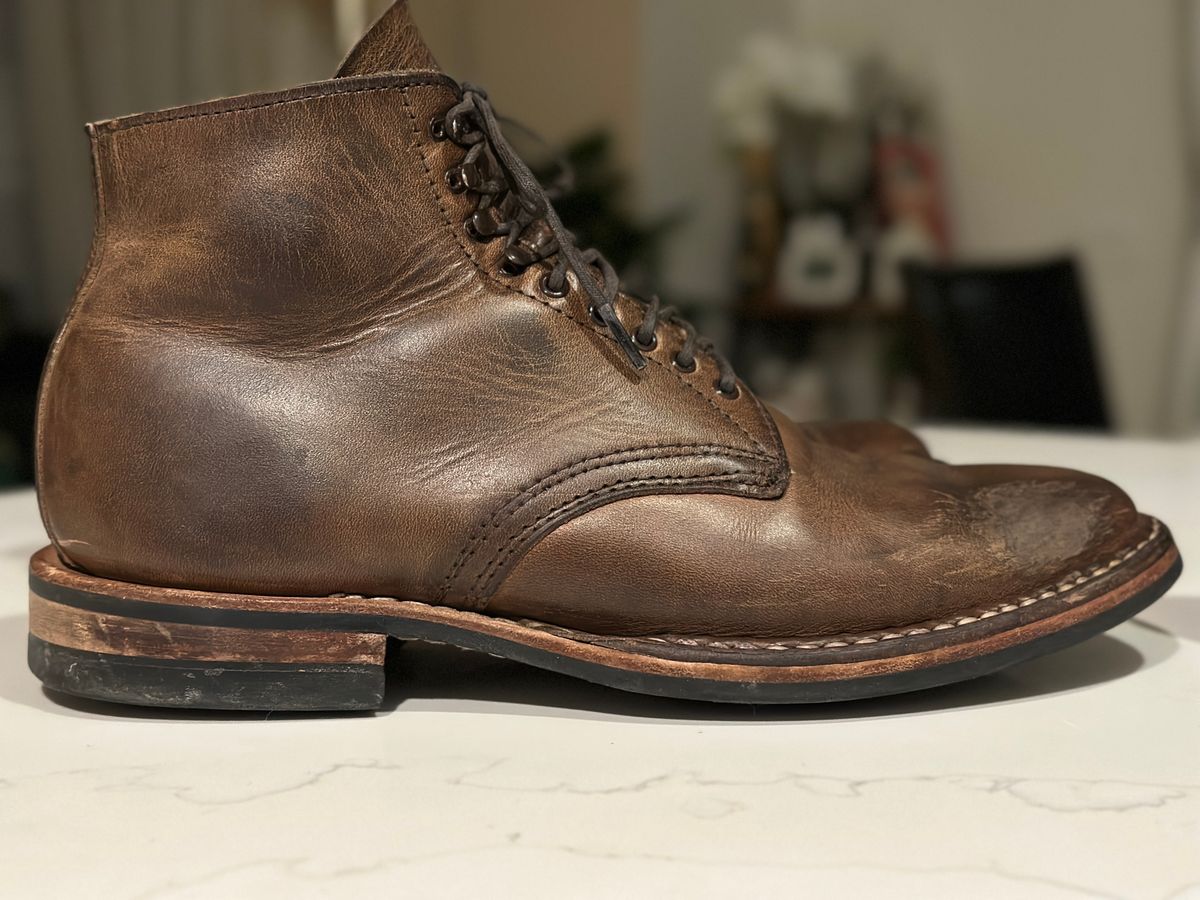 Photo by Ageless on January 5, 2023 of the White's Stevens (Plain Toe) in Horween Natural Chromexcel.