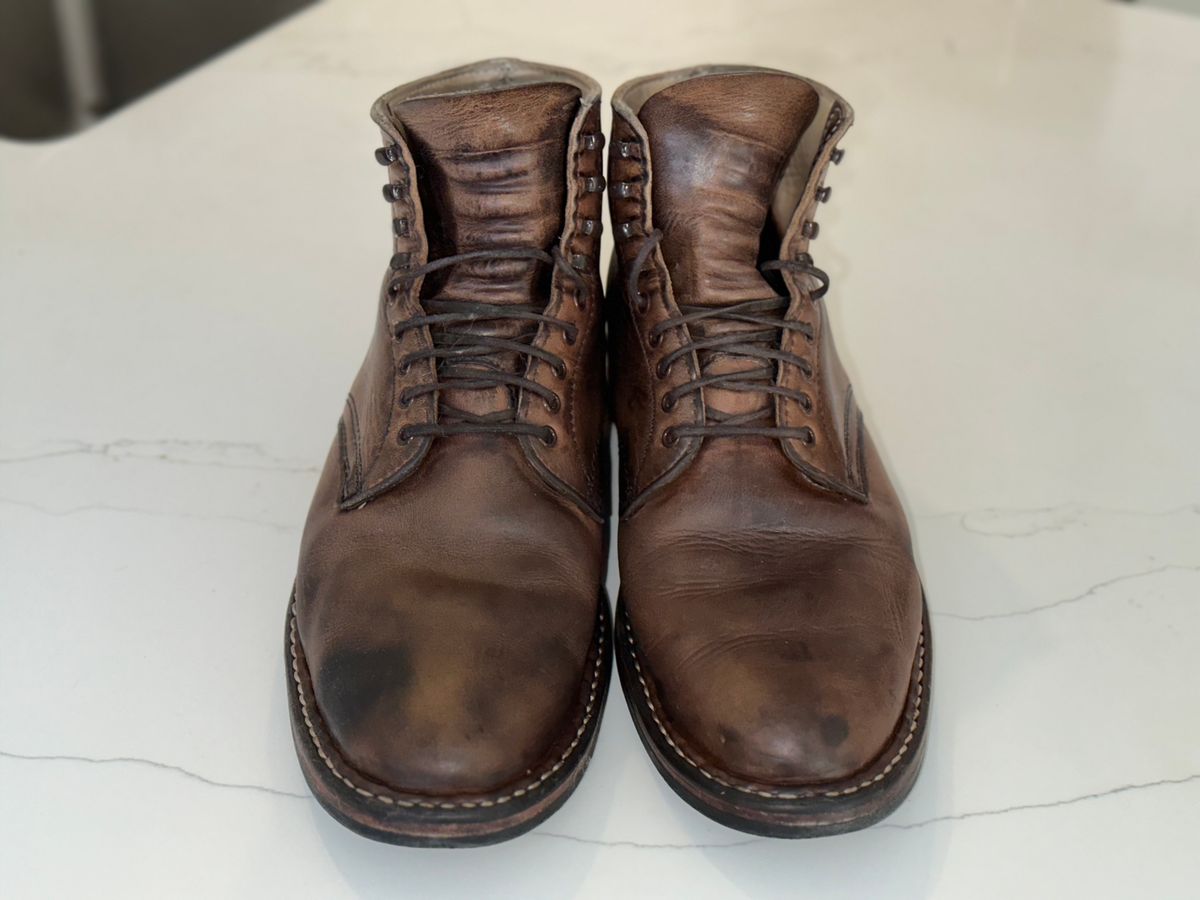Photo by Ageless on February 4, 2023 of the White's Stevens (Plain Toe) in Horween Natural Chromexcel.