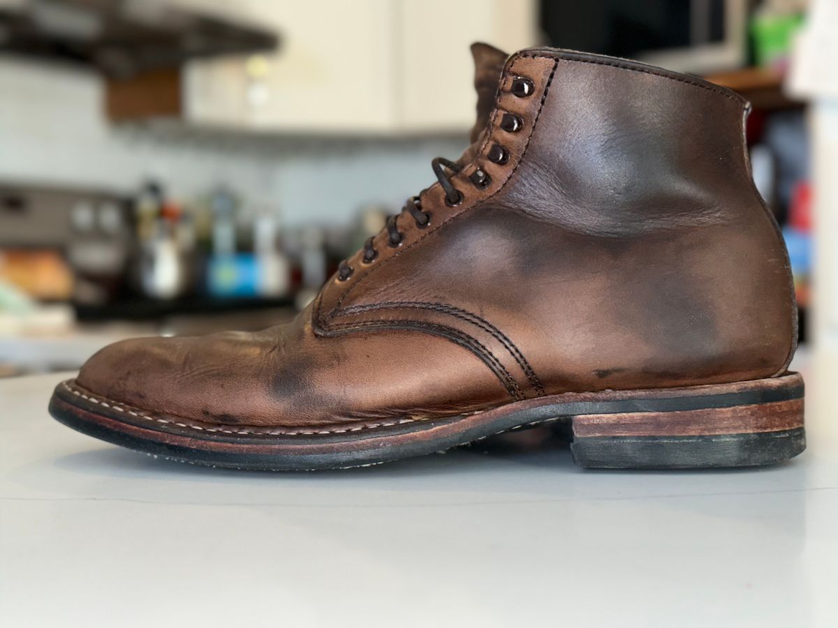 Photo by Ageless on February 4, 2023 of the White's Stevens (Plain Toe) in Horween Natural Chromexcel.