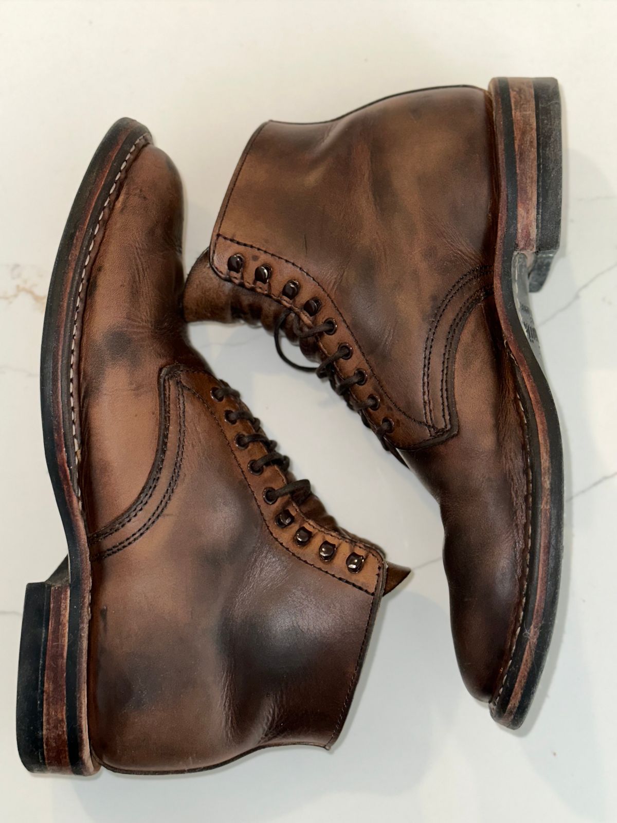 Photo by Ageless on February 4, 2023 of the White's Stevens (Plain Toe) in Horween Natural Chromexcel.