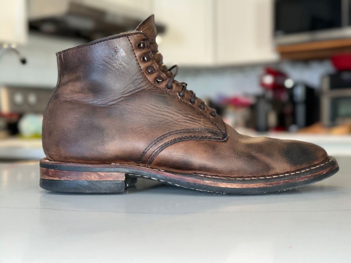 Photo by Ageless on February 4, 2023 of the White's Stevens (Plain Toe) in Horween Natural Chromexcel.