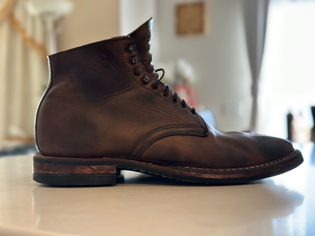 Photo by Ageless on February 4, 2023 of the White's Stevens (Plain Toe) in Horween Natural Chromexcel.