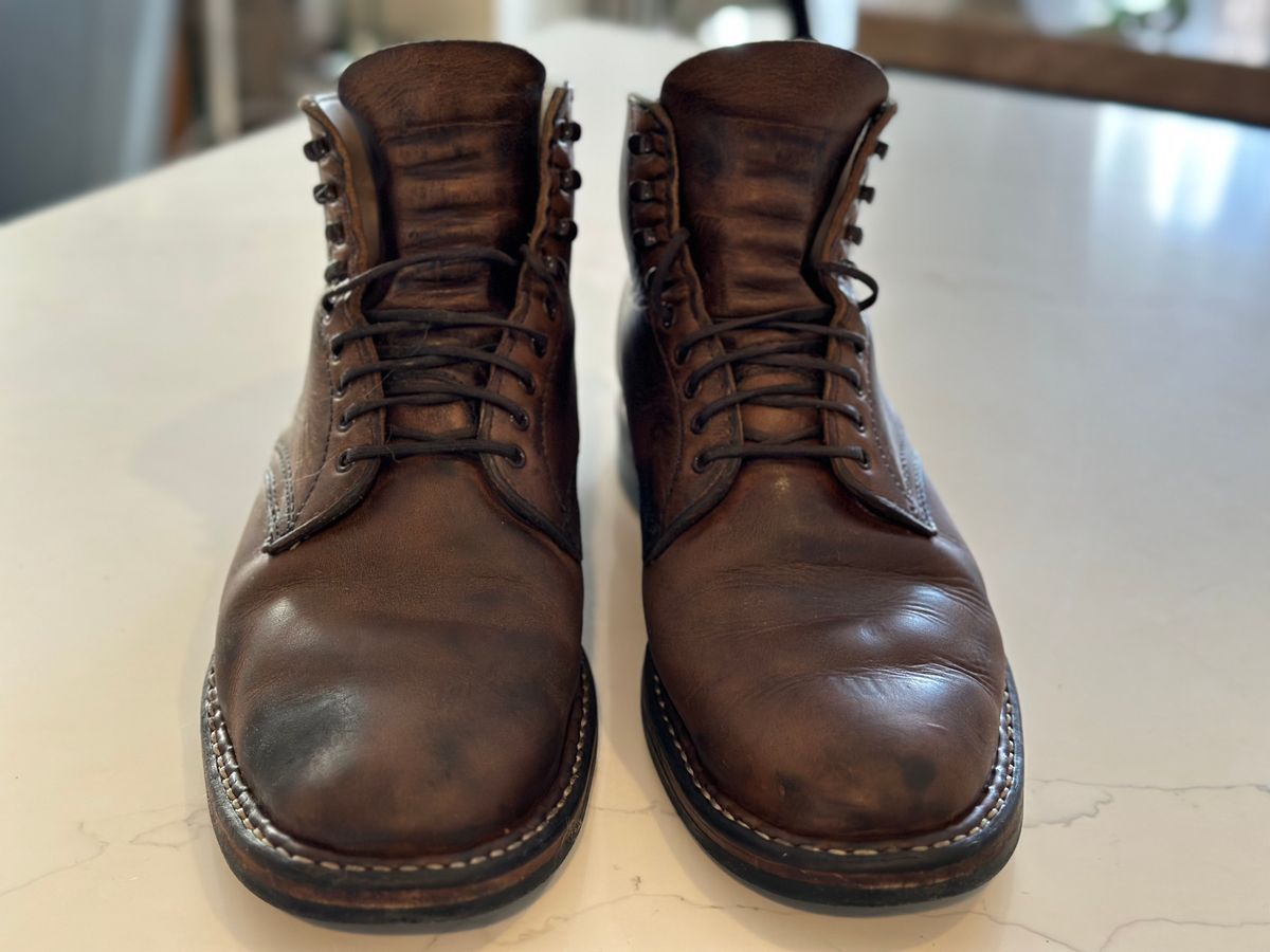 Photo by Ageless on February 4, 2023 of the White's Stevens (Plain Toe) in Horween Natural Chromexcel.