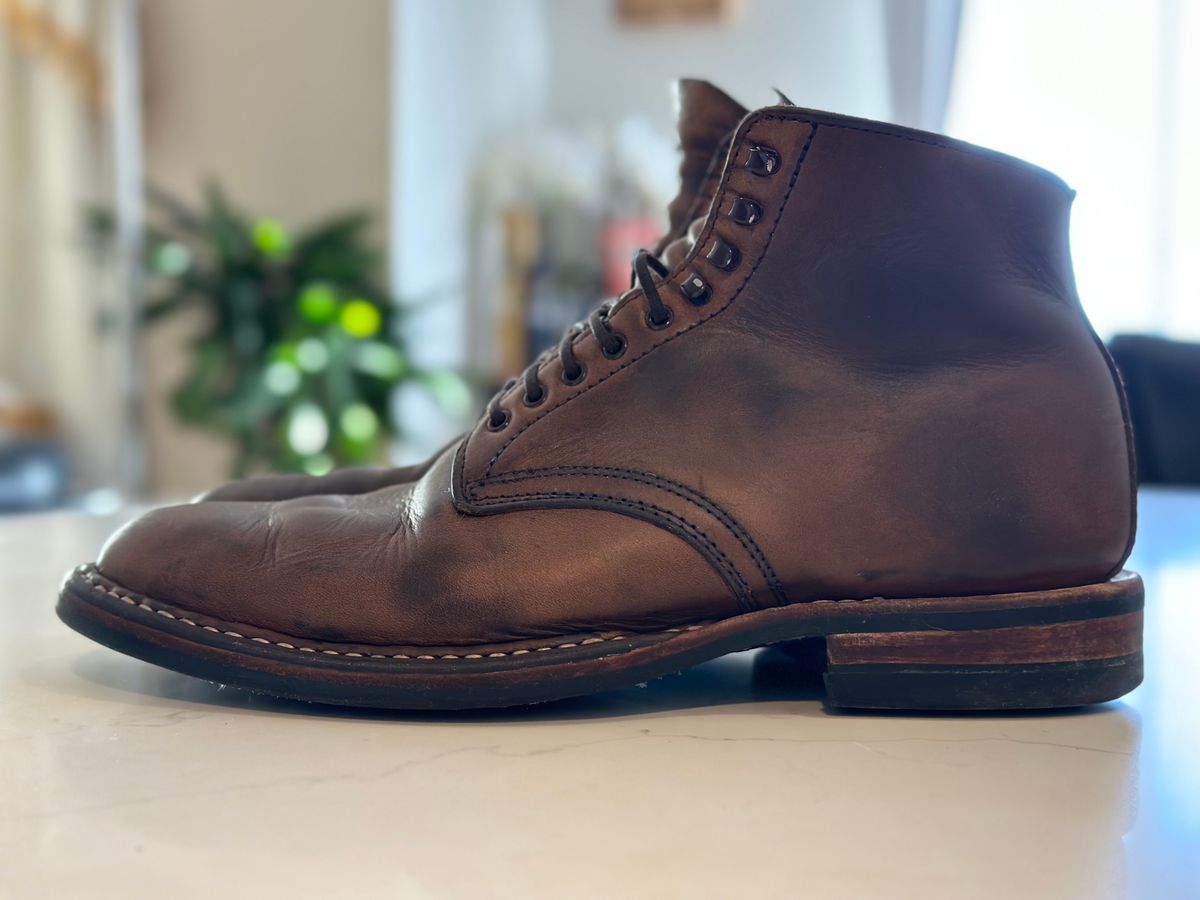 Photo by Ageless on February 4, 2023 of the White's Stevens (Plain Toe) in Horween Natural Chromexcel.