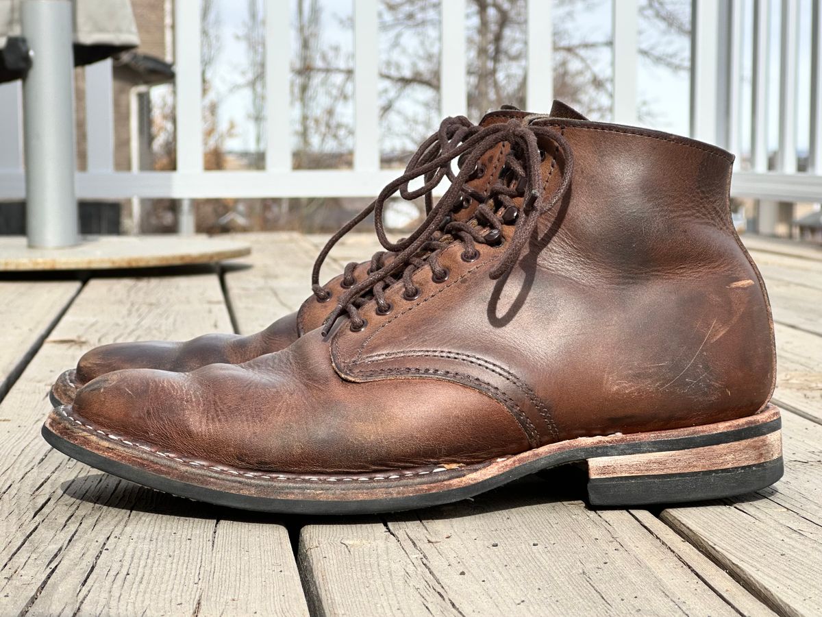 Photo by Ageless on April 2, 2023 of the White's Stevens (Plain Toe) in Horween Natural Chromexcel.