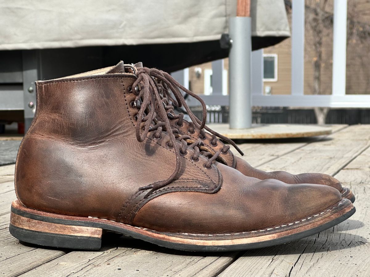 Photo by Ageless on April 2, 2023 of the White's Stevens (Plain Toe) in Horween Natural Chromexcel.