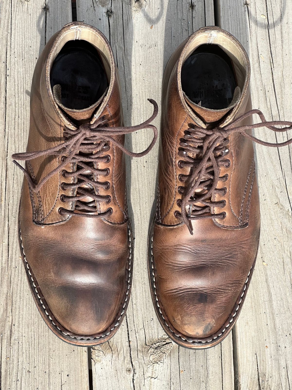 Photo by Ageless on April 2, 2023 of the White's Stevens (Plain Toe) in Horween Natural Chromexcel.