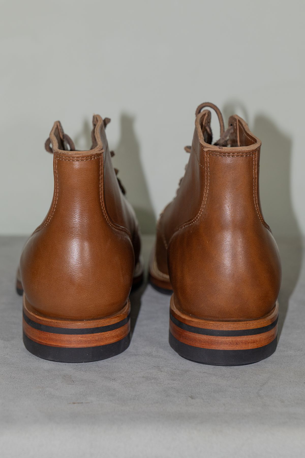 Photo by Syzygy on October 1, 2025 of the Viberg Service Boot in Maryam Moss Horsebutt.