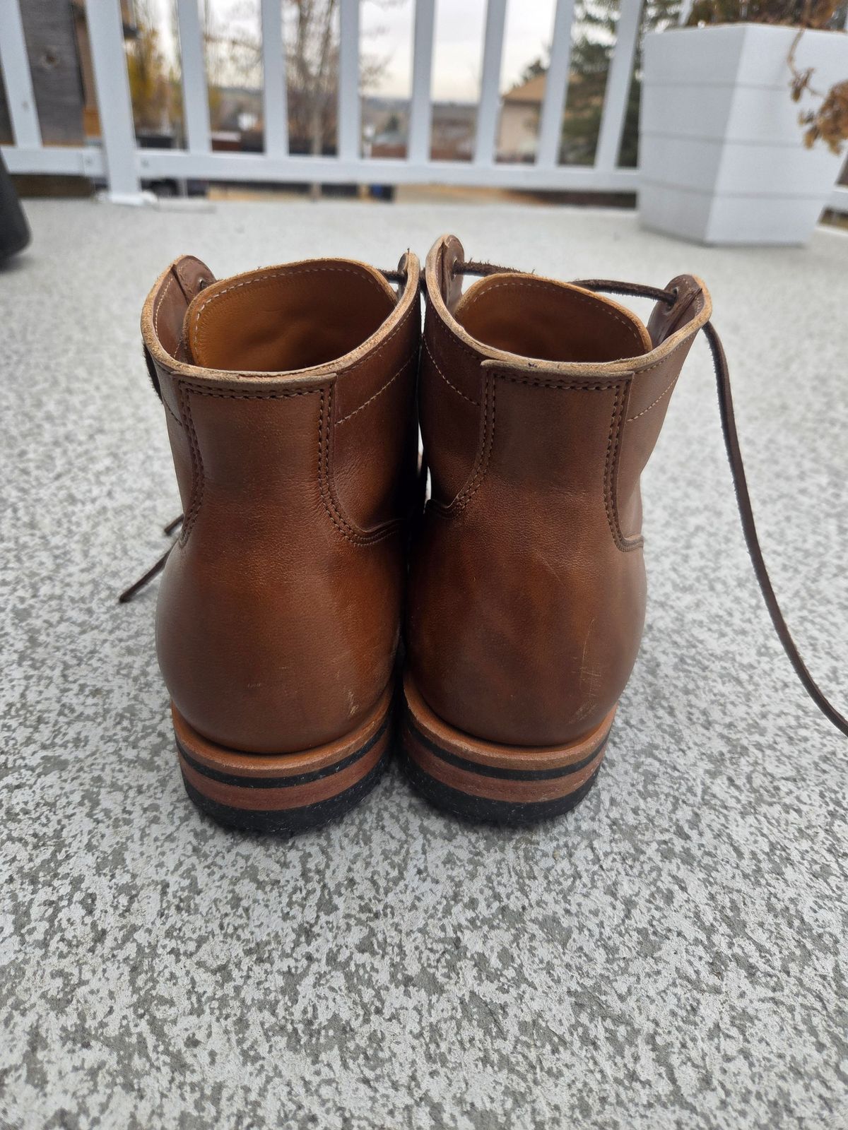 Photo by Syzygy on November 5, 2025 of the Viberg Service Boot in Maryam Moss Horsebutt.