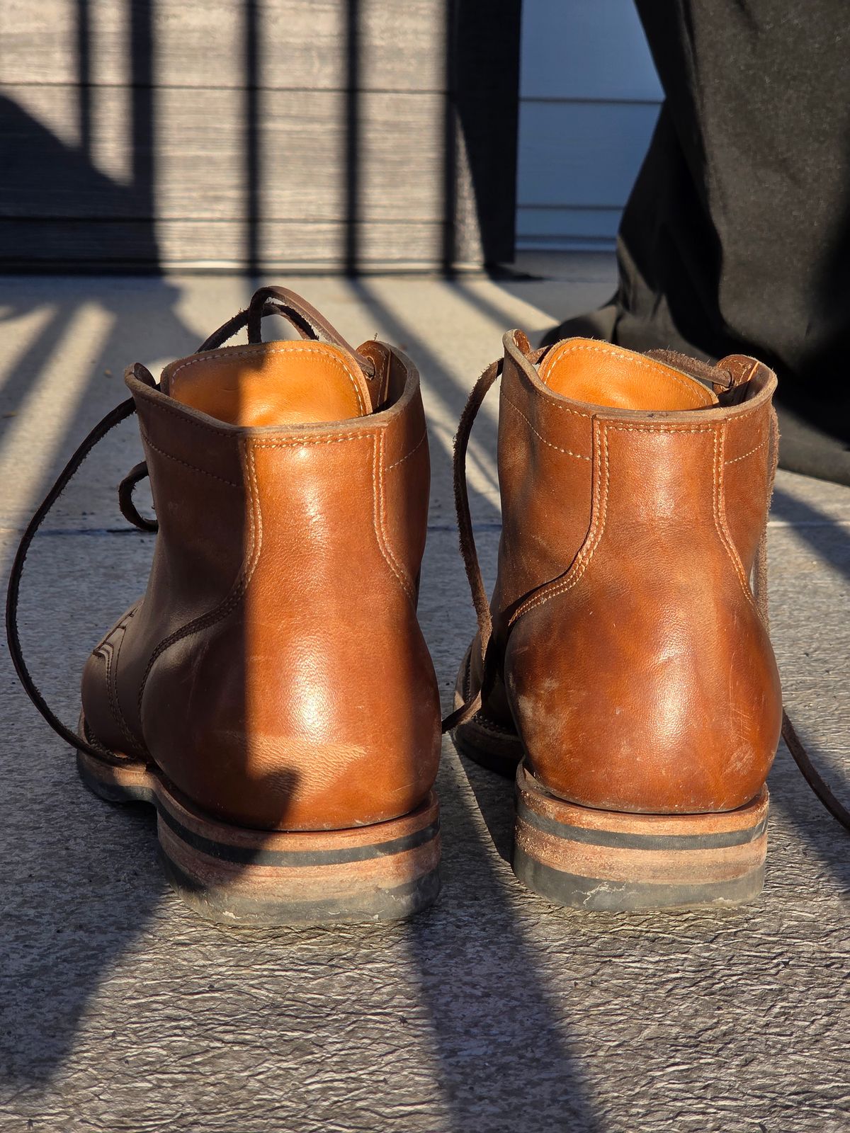 Photo by Syzygy on February 5, 2026 of the Viberg Service Boot in Maryam Moss Horsebutt.