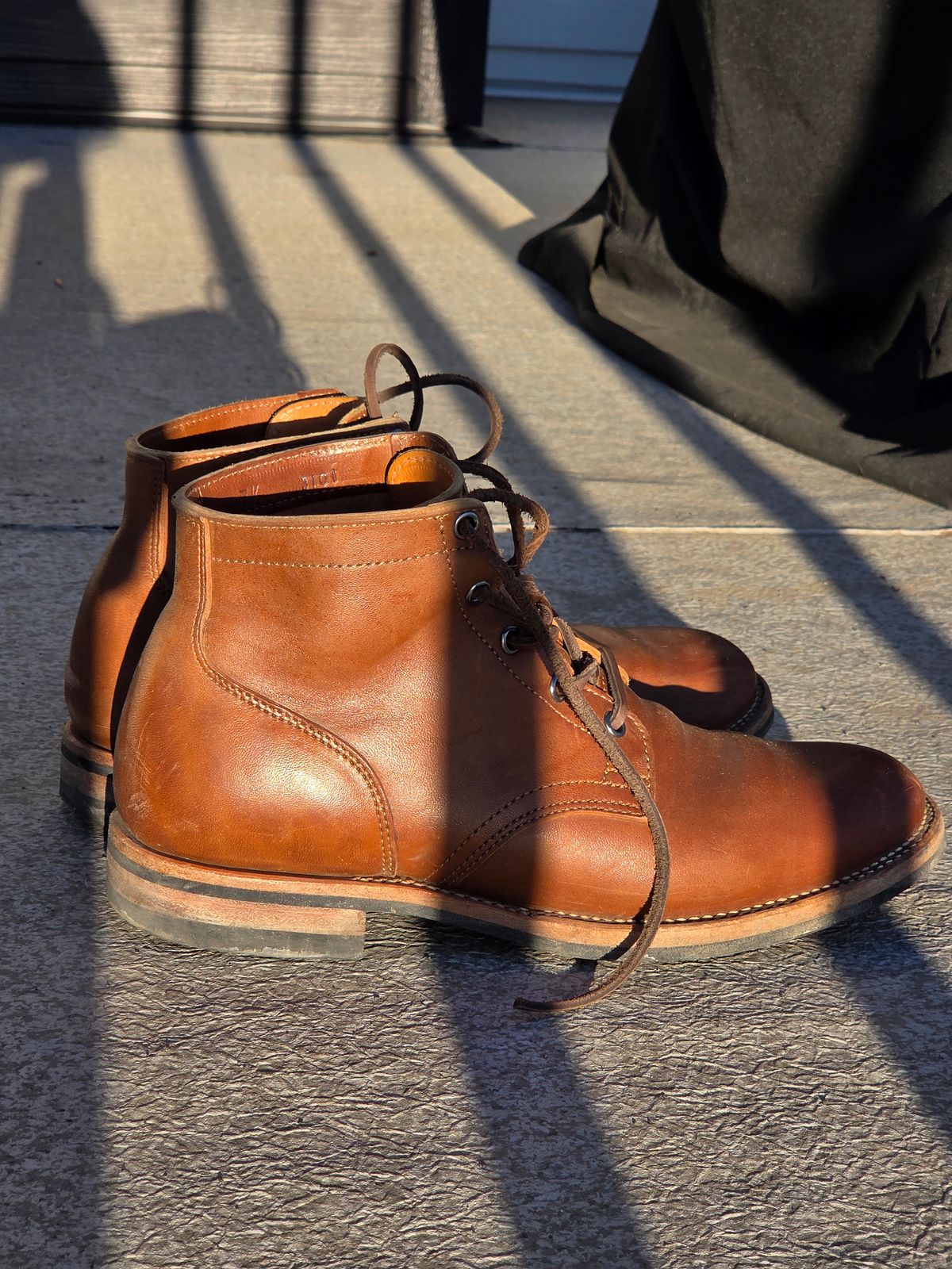 Photo by Syzygy on February 5, 2026 of the Viberg Service Boot in Maryam Moss Horsebutt.