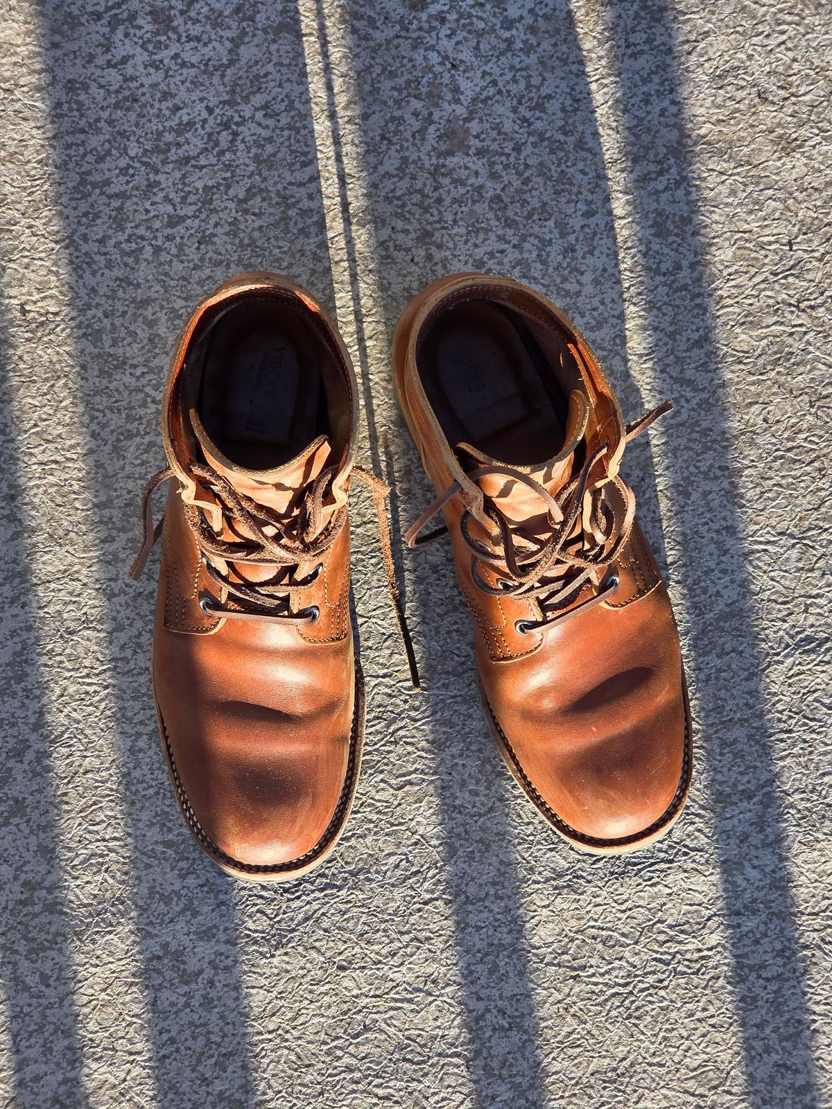 Photo by Syzygy on February 5, 2026 of the Viberg Service Boot in Maryam Moss Horsebutt.